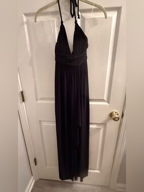 Misa Los Angeles Black Halter Maxi Dress